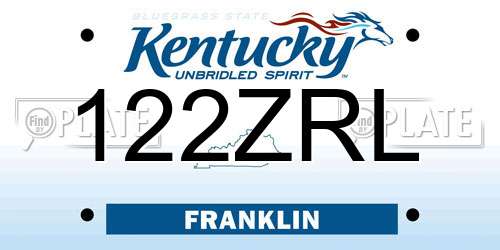122ZRL Kentucky License Plate