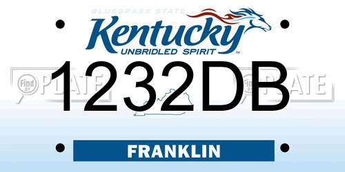 1232DB Kentucky License Plate