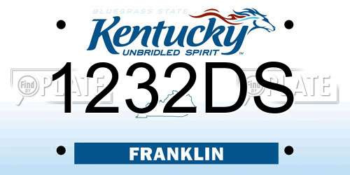 1232DS Kentucky License Plate