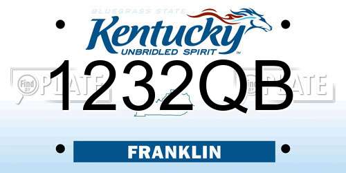 1232QB Kentucky License Plate