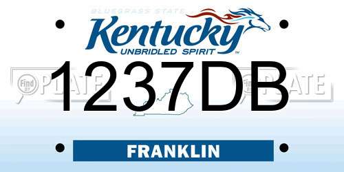 1237DB Kentucky License Plate