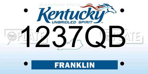 1237QB Kentucky License Plate