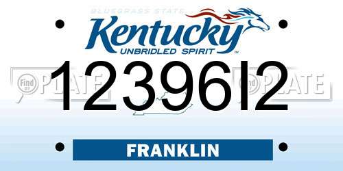 12396I2 Kentucky License Plate