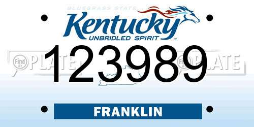 123989 Kentucky License Plate