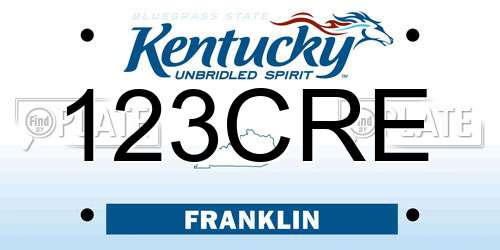 123CRE Kentucky License Plate