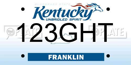 123GHT Kentucky License Plate