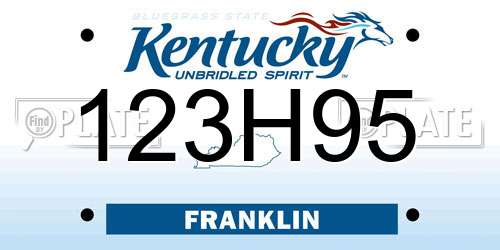 123H95 Kentucky License Plate