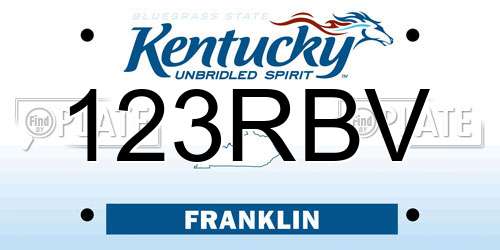 123RBV Kentucky License Plate