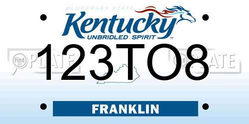 123TO8 Kentucky License Plate