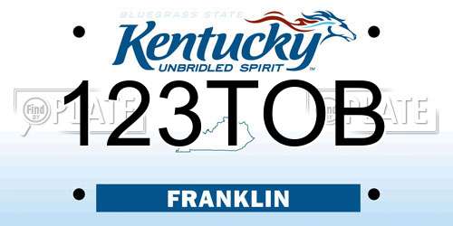 123TOB Kentucky License Plate