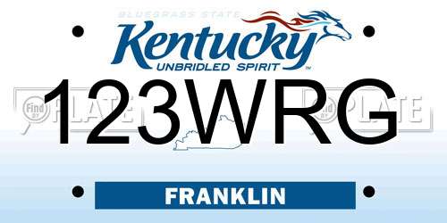 123WRG Kentucky License Plate