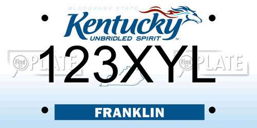 123XYL Kentucky License Plate