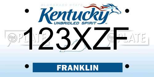 123XZF Kentucky License Plate