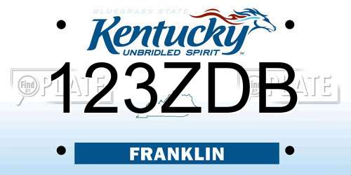 123ZDB Kentucky License Plate