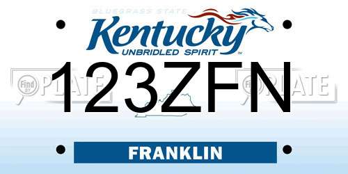 123ZFN Kentucky License Plate