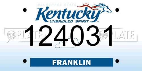 124031 Kentucky License Plate