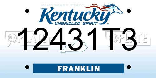 12431T3 Kentucky License Plate