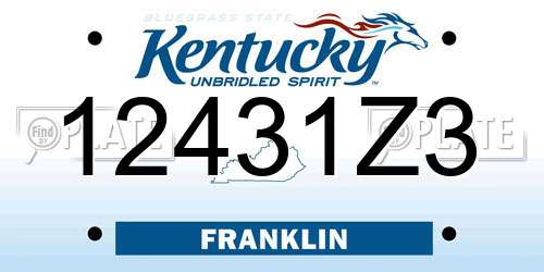 12431Z3 Kentucky License Plate