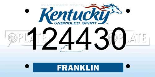 124430 Kentucky License Plate