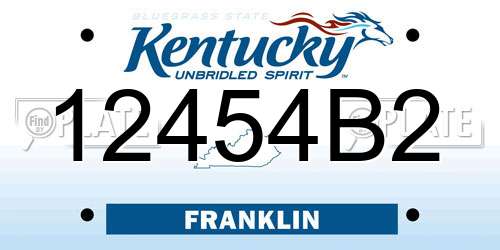 12454B2 Kentucky License Plate