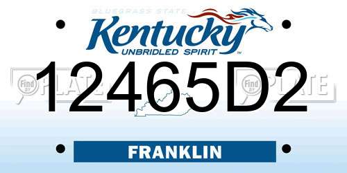 12465D2 Kentucky License Plate