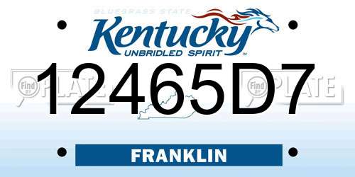 12465D7 Kentucky License Plate