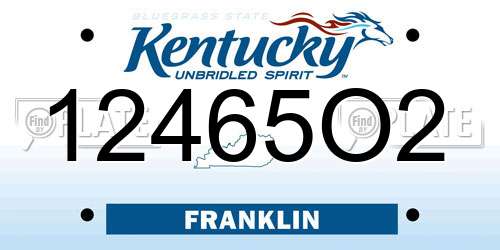 12465O2 Kentucky License Plate