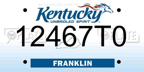 12467T0 Kentucky License Plate