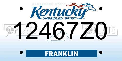 12467Z0 Kentucky License Plate