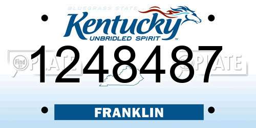 1248487 Kentucky License Plate