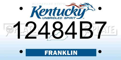 12484B7 Kentucky License Plate