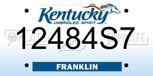 12484S7 Kentucky License Plate