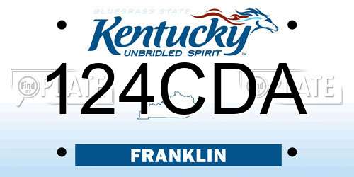 124CDA Kentucky License Plate