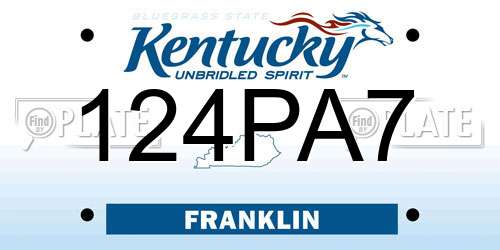 124PA7 Kentucky License Plate