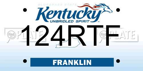 124RTF Kentucky License Plate