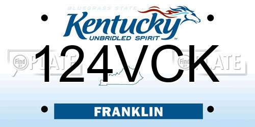 124VCK Kentucky License Plate