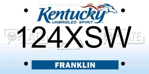 124XSW Kentucky License Plate