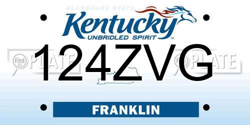 124ZVG Kentucky License Plate