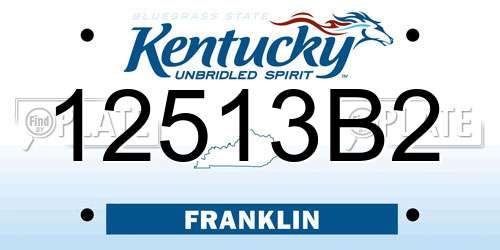 12513B2 Kentucky License Plate