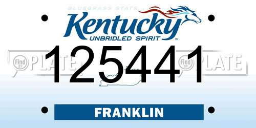 125441 Kentucky License Plate