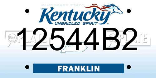 12544B2 Kentucky License Plate