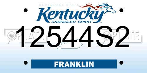 12544S2 Kentucky License Plate