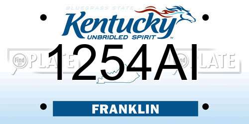 1254AI Kentucky License Plate