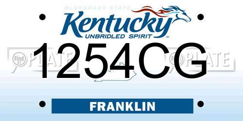 1254CG Kentucky License Plate