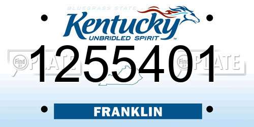 1255401 Kentucky License Plate