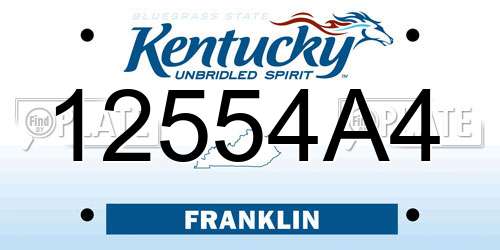 12554A4 Kentucky License Plate