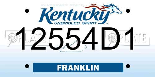 12554D1 Kentucky License Plate