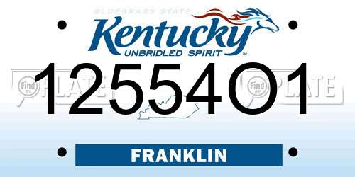 12554O1 Kentucky License Plate