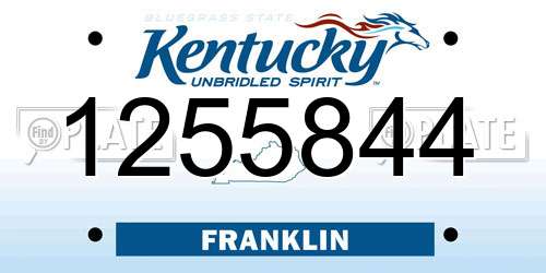 1255844 Kentucky License Plate