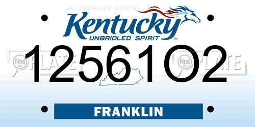 12561O2 Kentucky License Plate